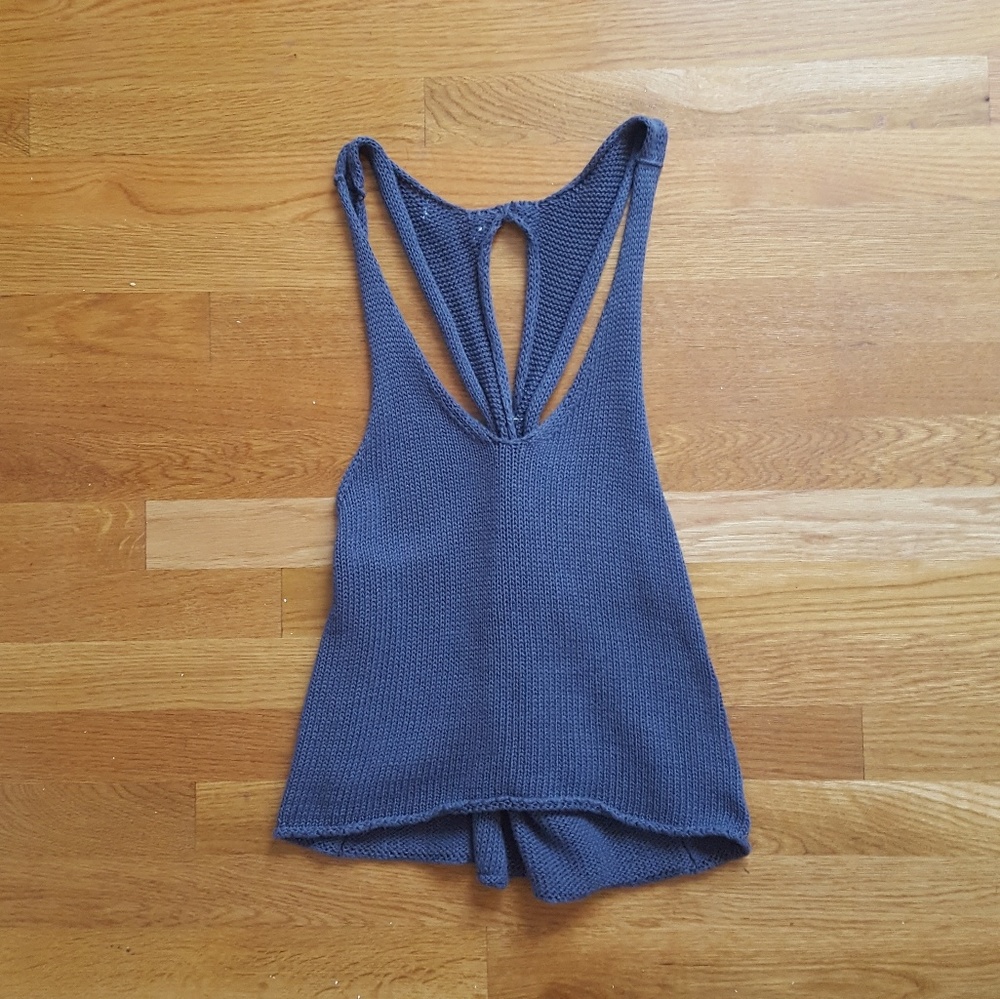 Navy crochet loose tank top